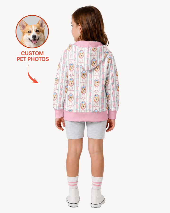 Custom Coquette Pet Photo Little Protector Bamboo Zip Hoodie