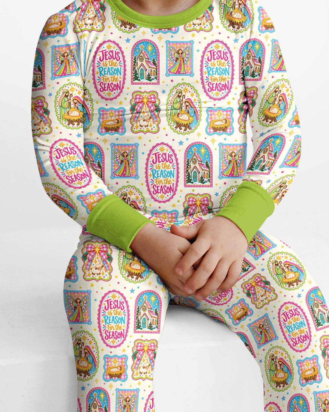 Nativity Jesus Is The Reason Bamboo Two Piece Long Sleeve Pajama Set