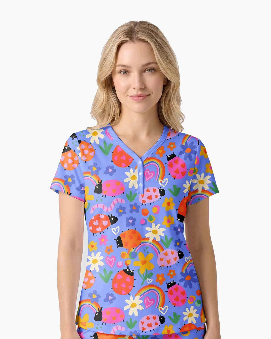Lady Bugs Bamboo Women Short Sleeve Short Pajama Set