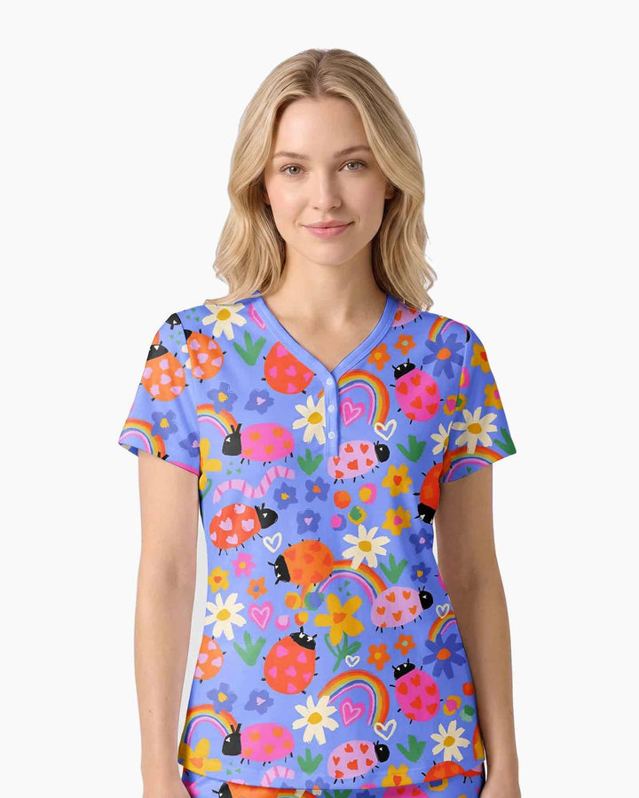 Lady Bugs Bamboo Women Short Sleeve Short Pajama Set