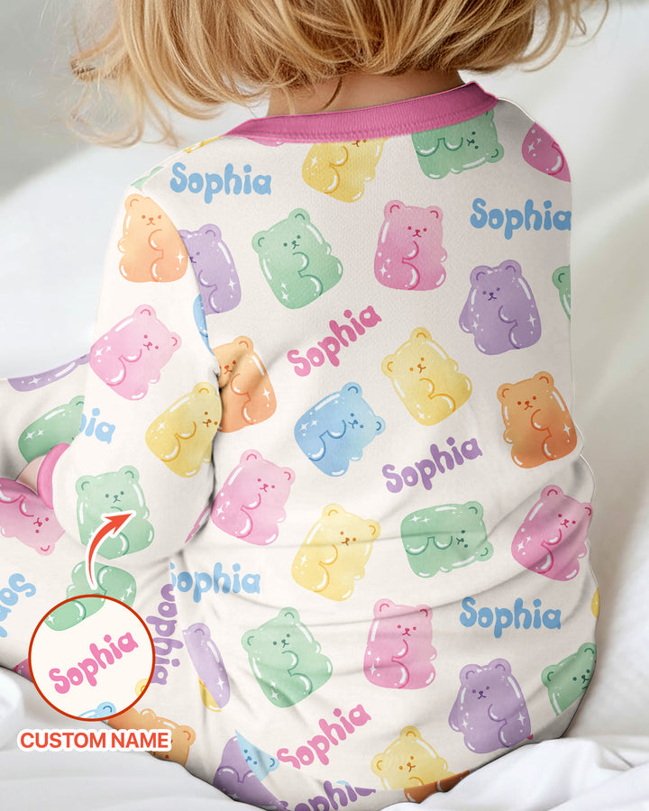 Kawaii Jelly Gummy Bears Custom Name Bamboo Convertible Zippy