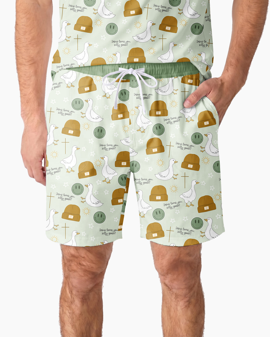 Jesus Loves You Silly Goose Bamboo Men Short Sleeve Short Pajama Set