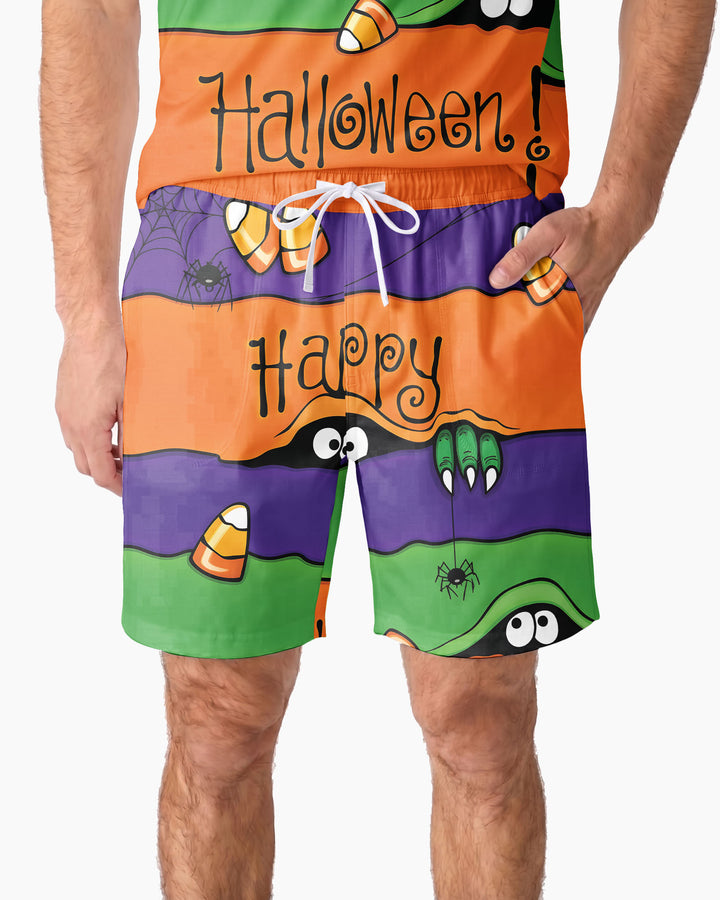 Happy Halloween Bamboo Men Short Sleeve Short Pajama Set