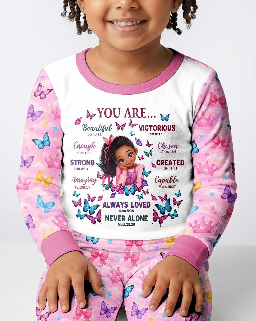 Black Girl Religious You Are Beautiful Bamboo Two Piece Long Sleeve Pajama Set