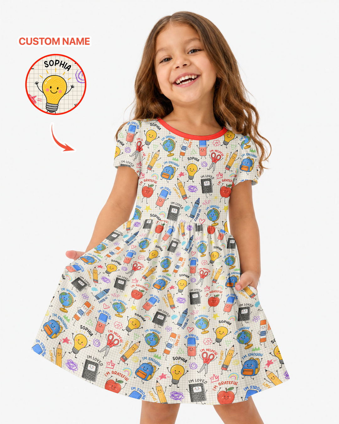 School Squad Custom Name Bamboo Twirl Dress
