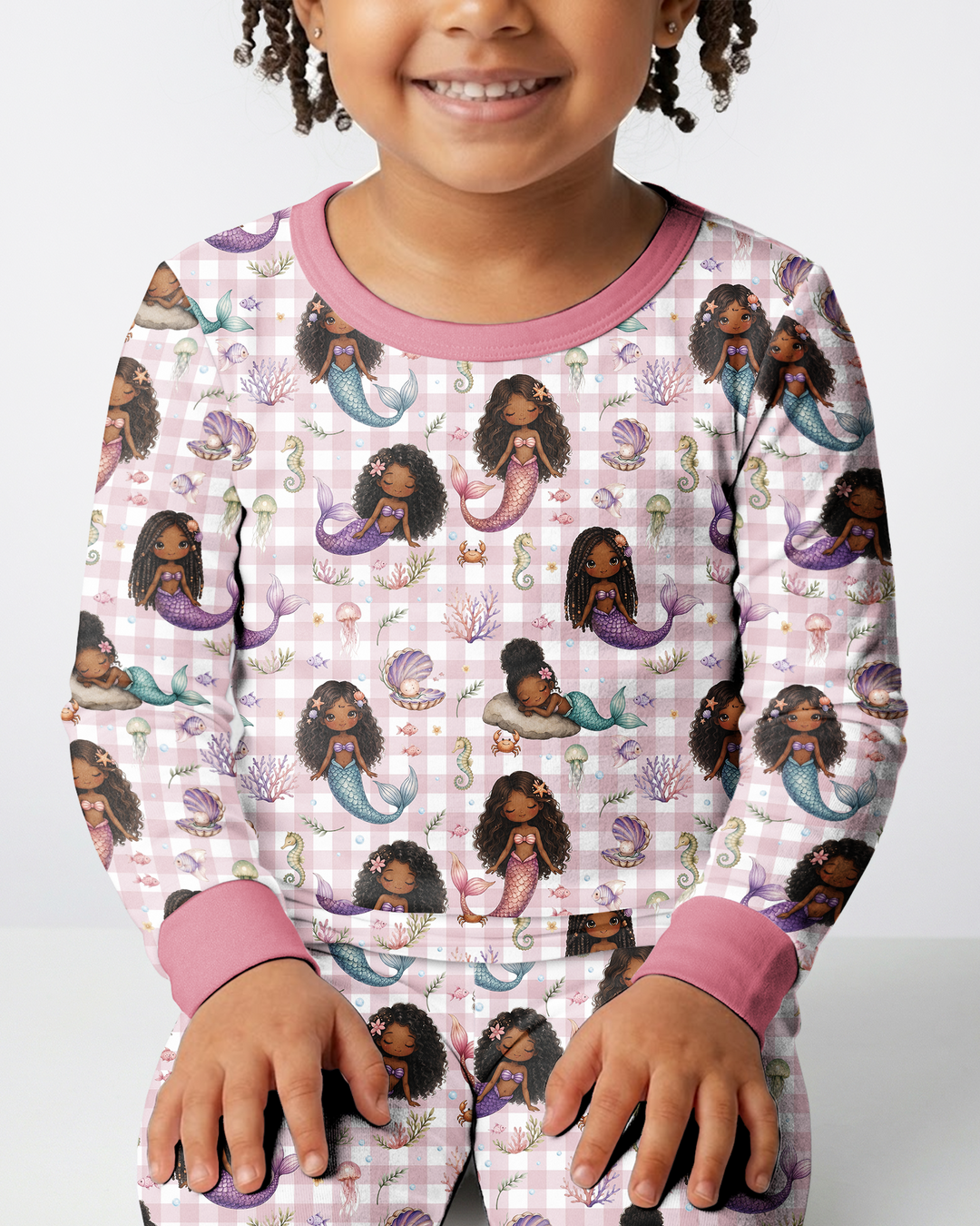 Black Mermaid Bamboo Two Piece Long Sleeve Pajama Set