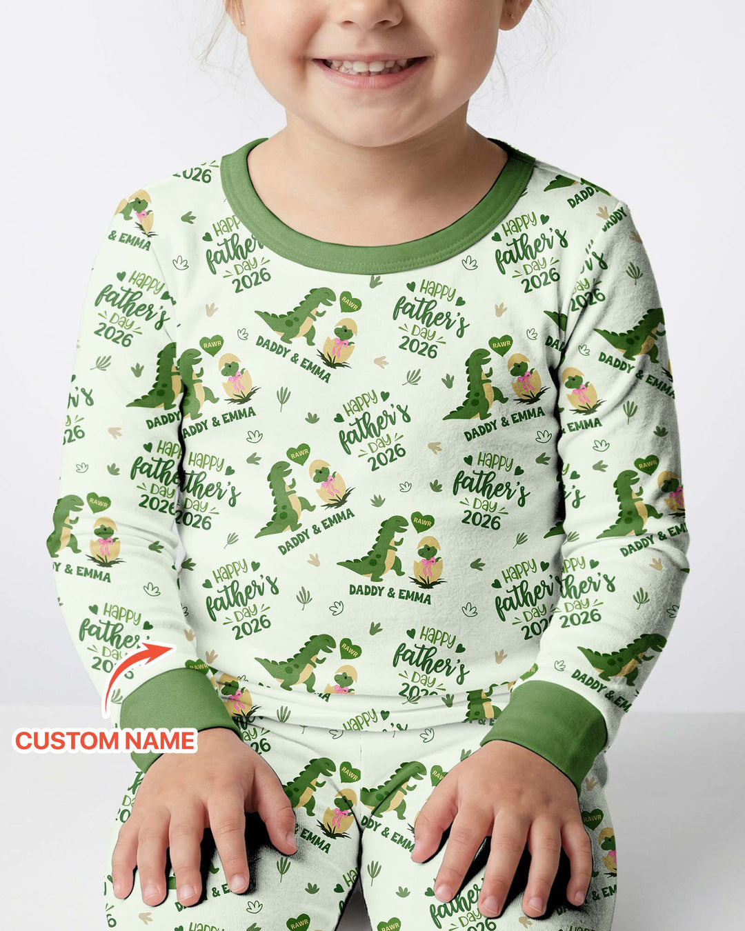 Custom Name Fathers Day 2026 Bamboo Two Piece Long Sleeve Pajama Set