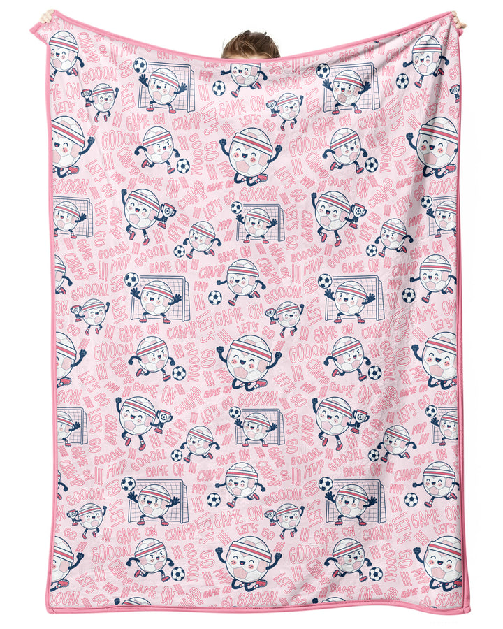 Happy Soccer Ball Family Matching Bamboo Blanket