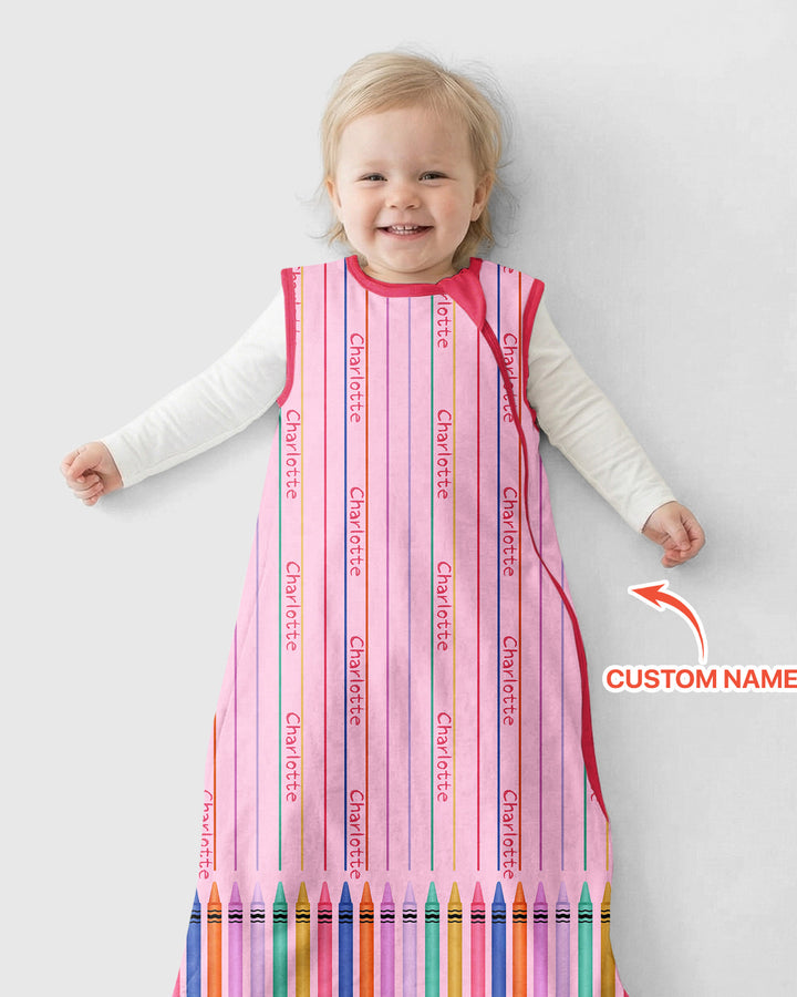 Custom Name Crayon Lines Bamboo Sleep Bag