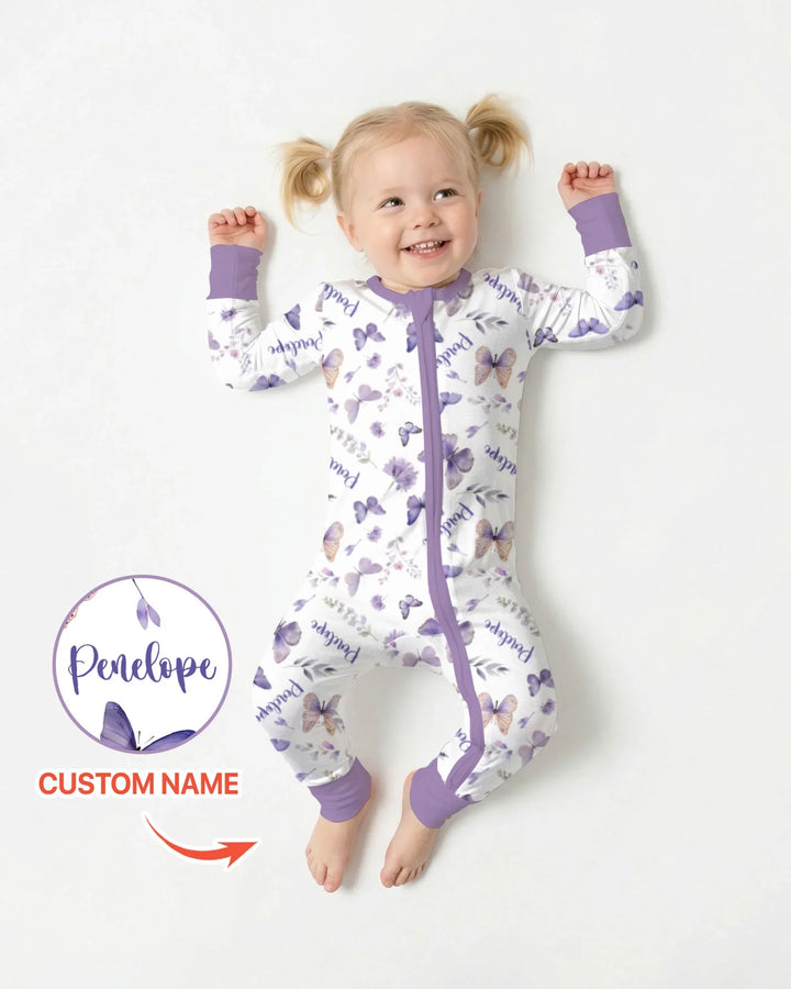 Custom Name Lilac Bloom Bamboo Convertible Zippy