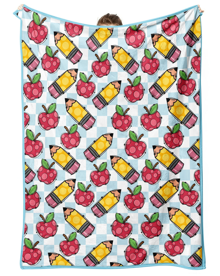 Checkered Apple Scribbles Bamboo Blanket