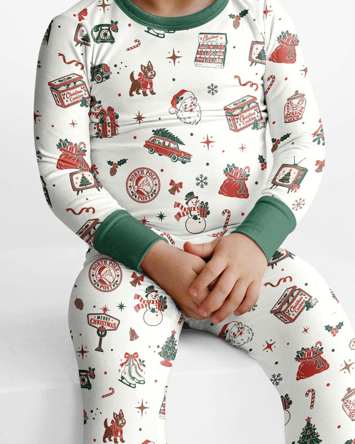 North Pole Retro Bamboo Two Piece Long Sleeve Pajama Set