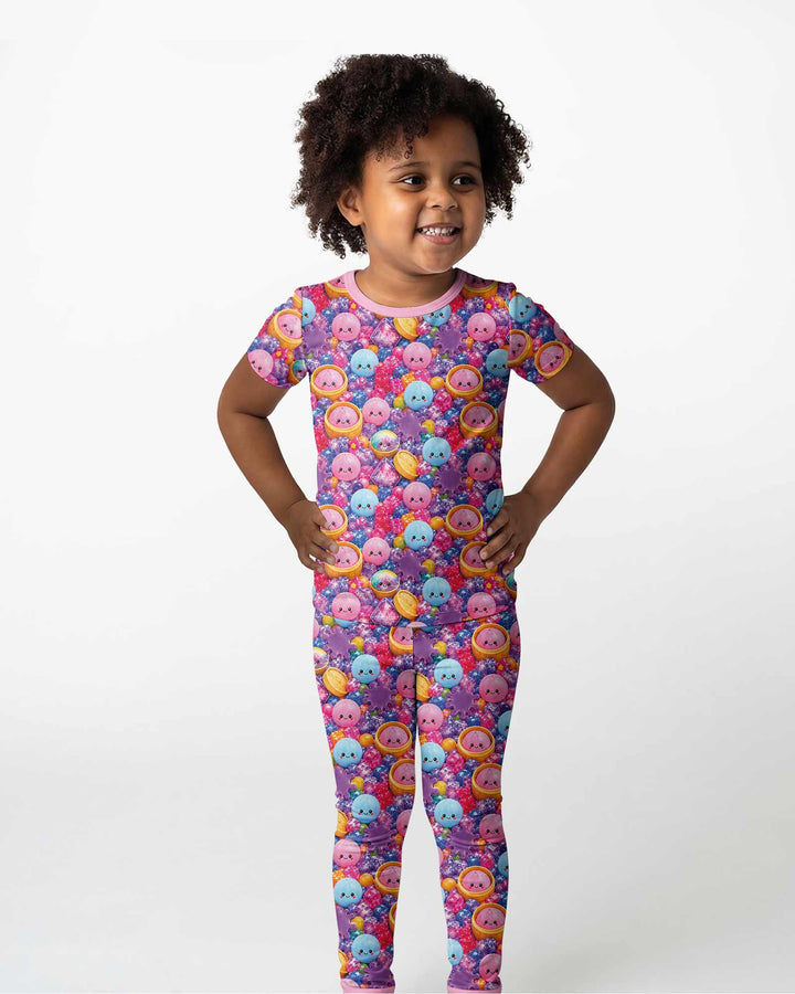 Rainbow Glitter Dumplings Bamboo Two Piece Short Sleeve Pajama Set