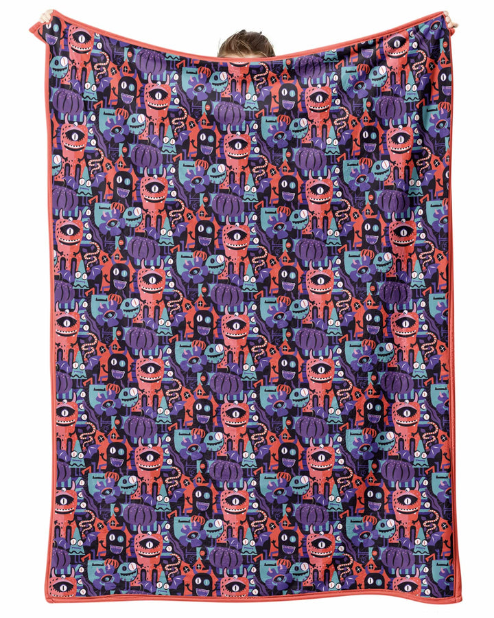 Halloween Multi Eyed Monsters Bamboo Blanket