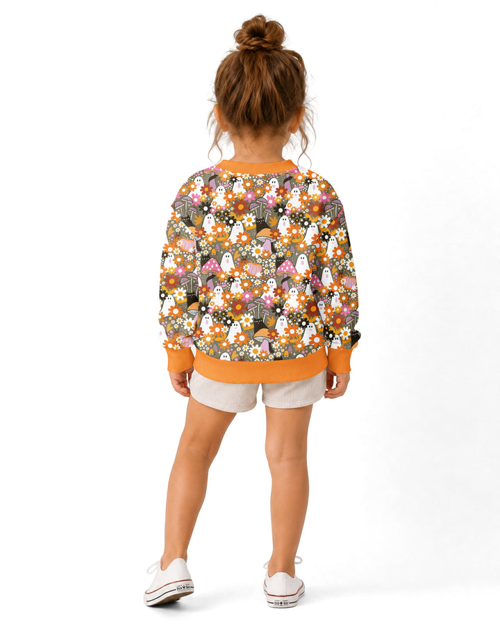 Retro Ghost Mushroom Floral Halloween Bamboo Crewneck Sweatshirt