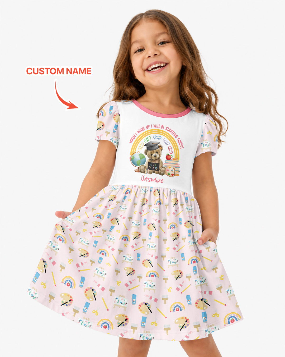 Custom Name When I Wake Up I Will Be Starting School Bamboo Twirl Dress