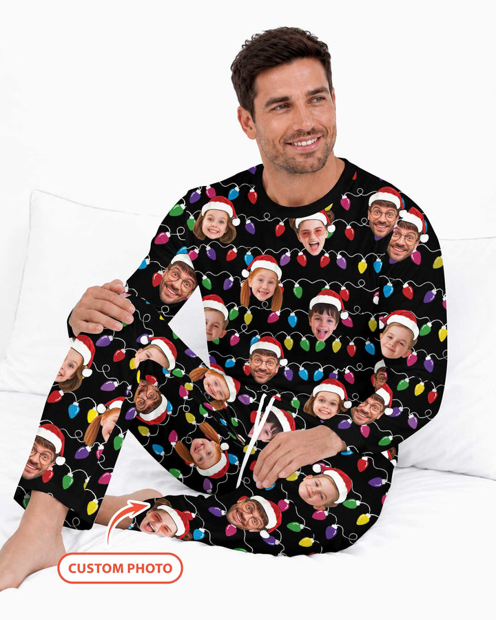 Custom Face Christmas Family Silly Xmas Leds Bamboo Men's Pajama Set