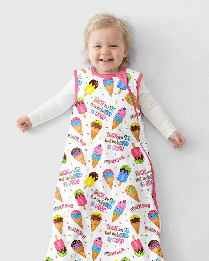 Jesus Summer Ice Cream Taste and See That The Lord Is Good Bamboo Sleep Bag