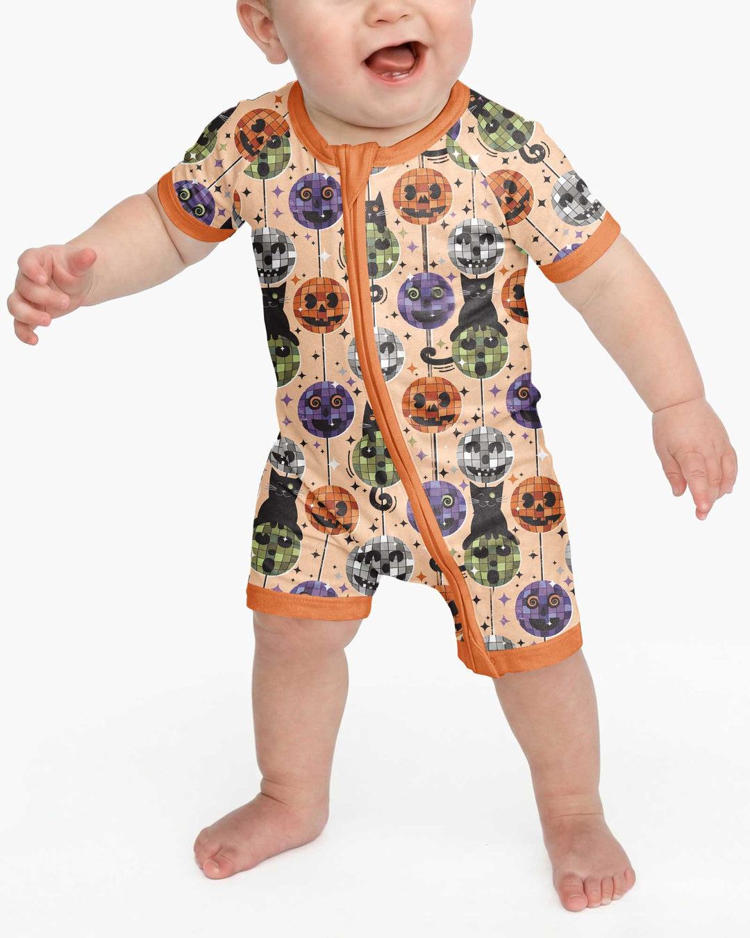 Groovy Halloween Disco Cat Bamboo Shorty Zippy