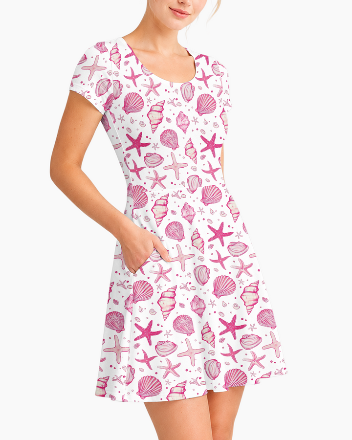 Coastal Charm Family Matching Bamboo Women’s Short Sleeve Twirl Dress