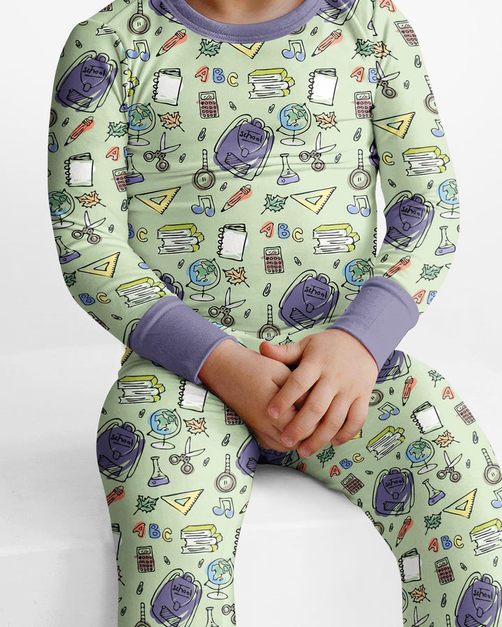 Doodle School Days Bamboo Two Piece Long Sleeve Pajama Set