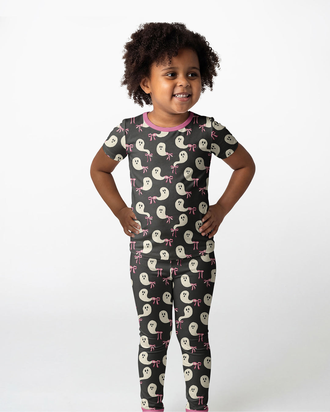 Little Ghosts Bamboo Two Piece Short Sleeve Pyjamas Set For Haloween