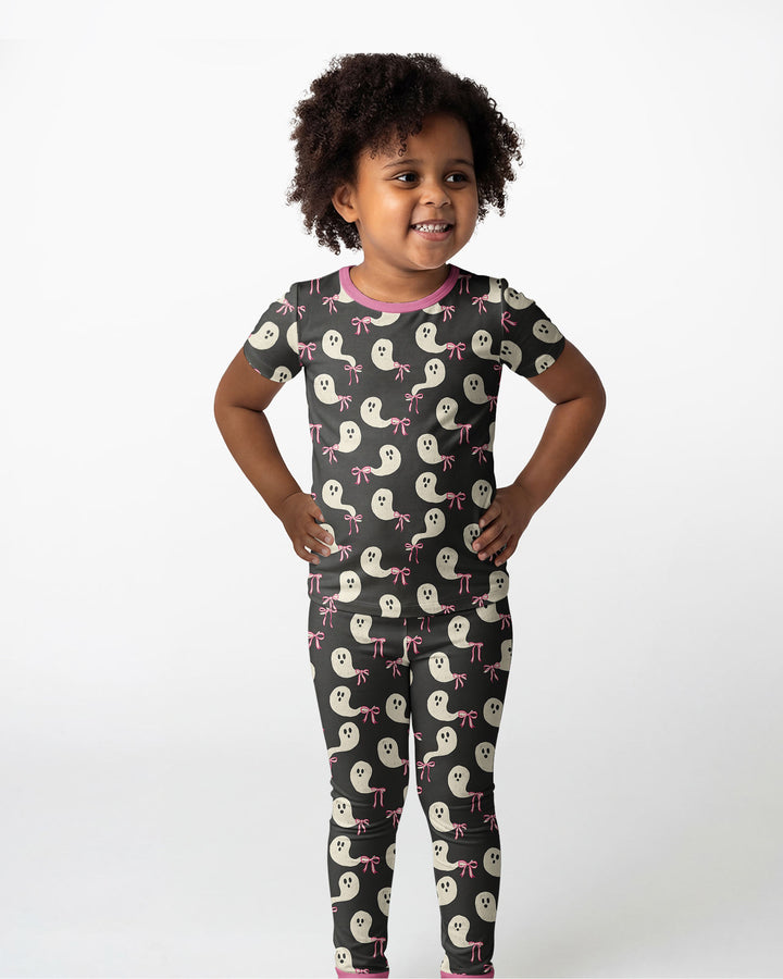 Little Ghosts Bamboo Two Piece Short Sleeve Pyjamas Set For Haloween