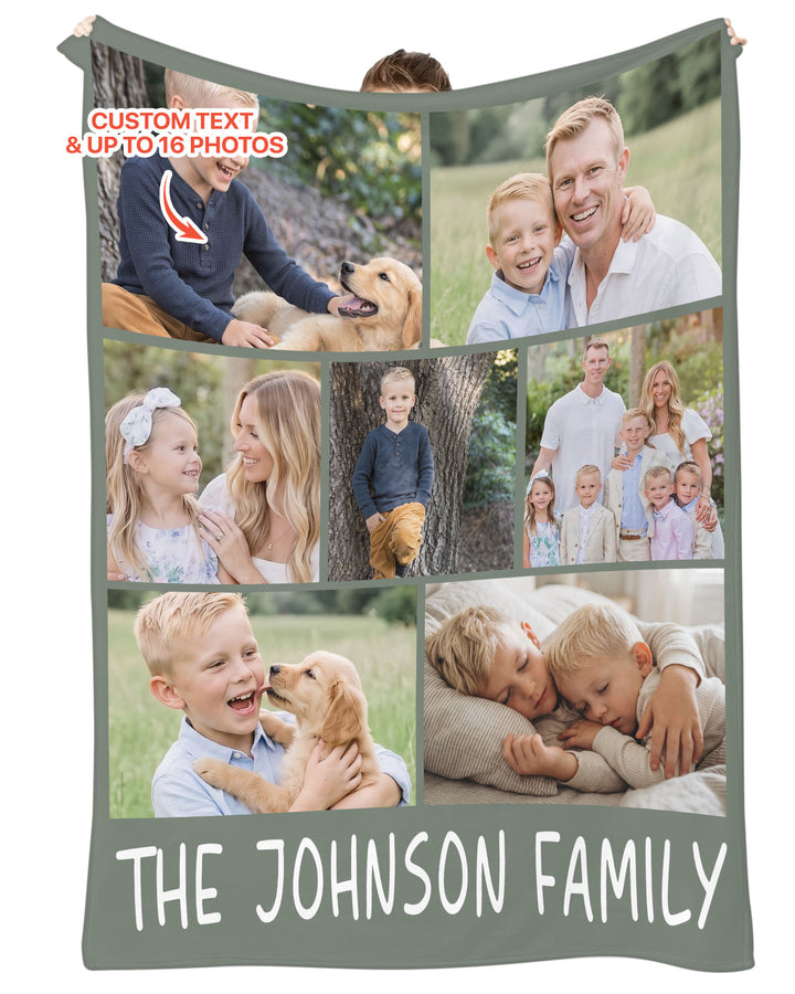 Custom Photo Collage Family Bamboo Blanket