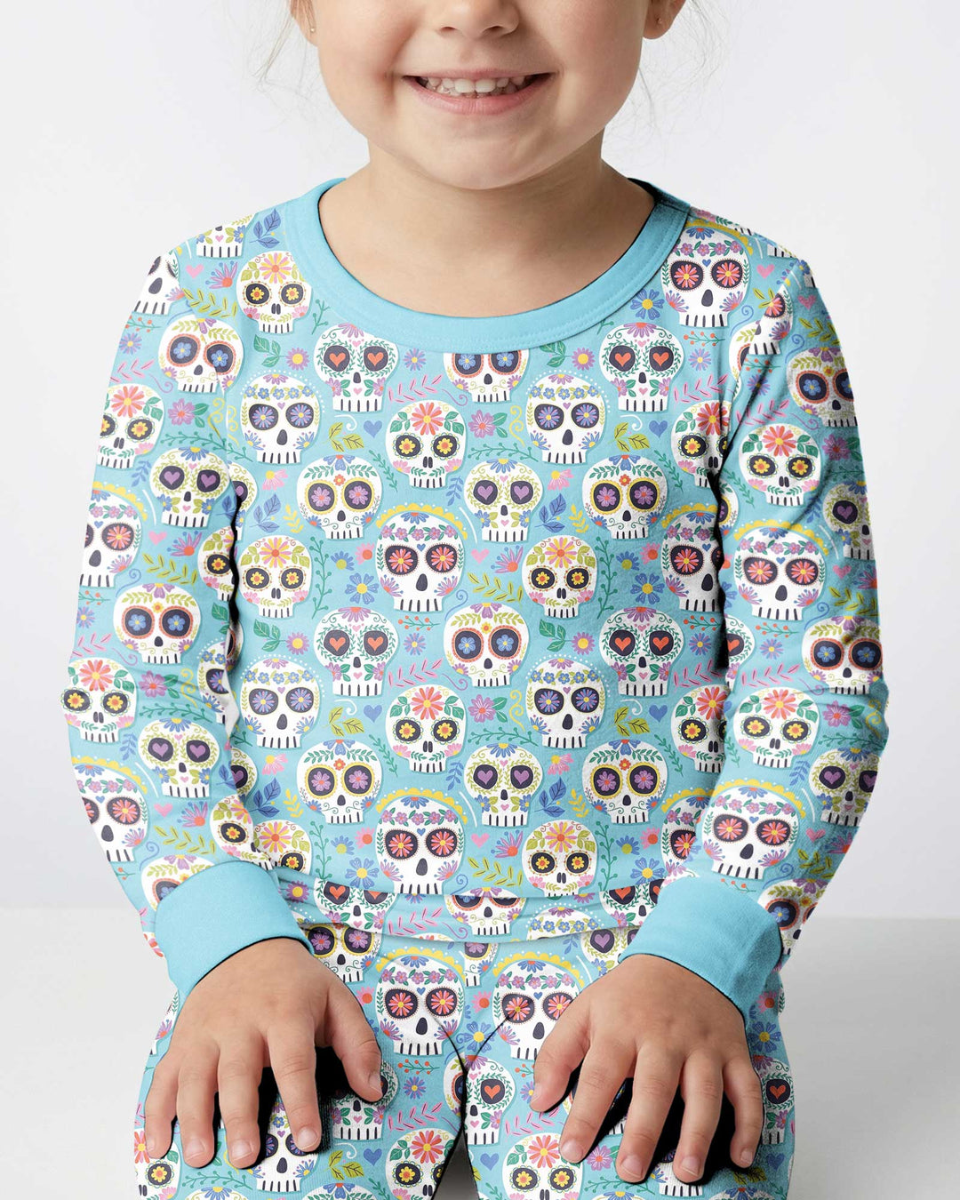 Floral Skull Bamboo Two Piece Long Sleeve Pajama Set