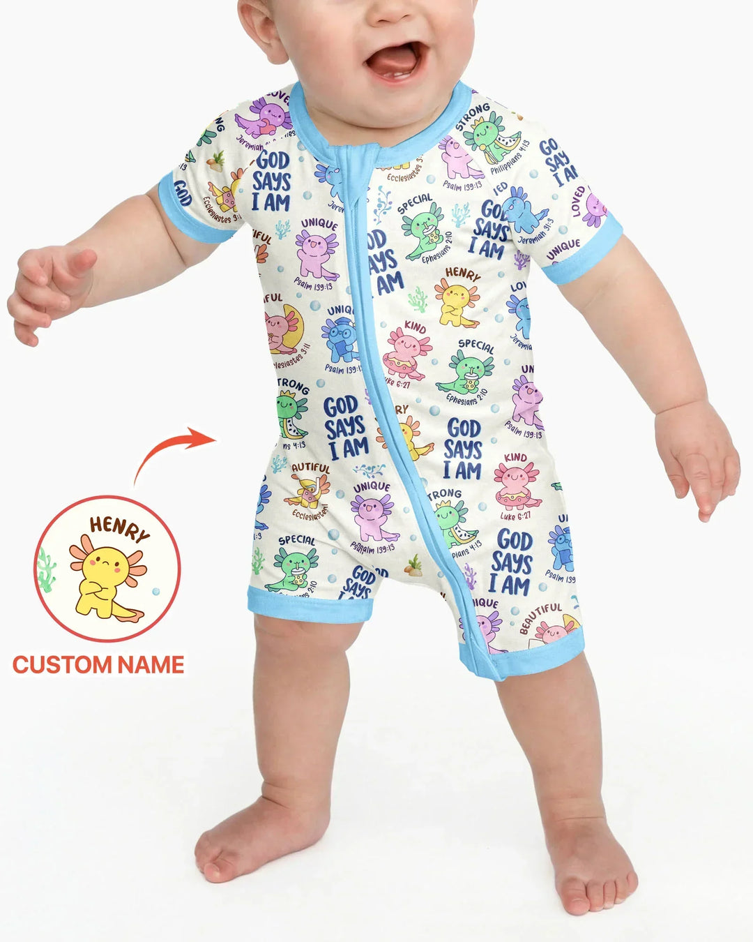 Axolotl God Says I Am Custom Name Bamboo Shorty Zippy