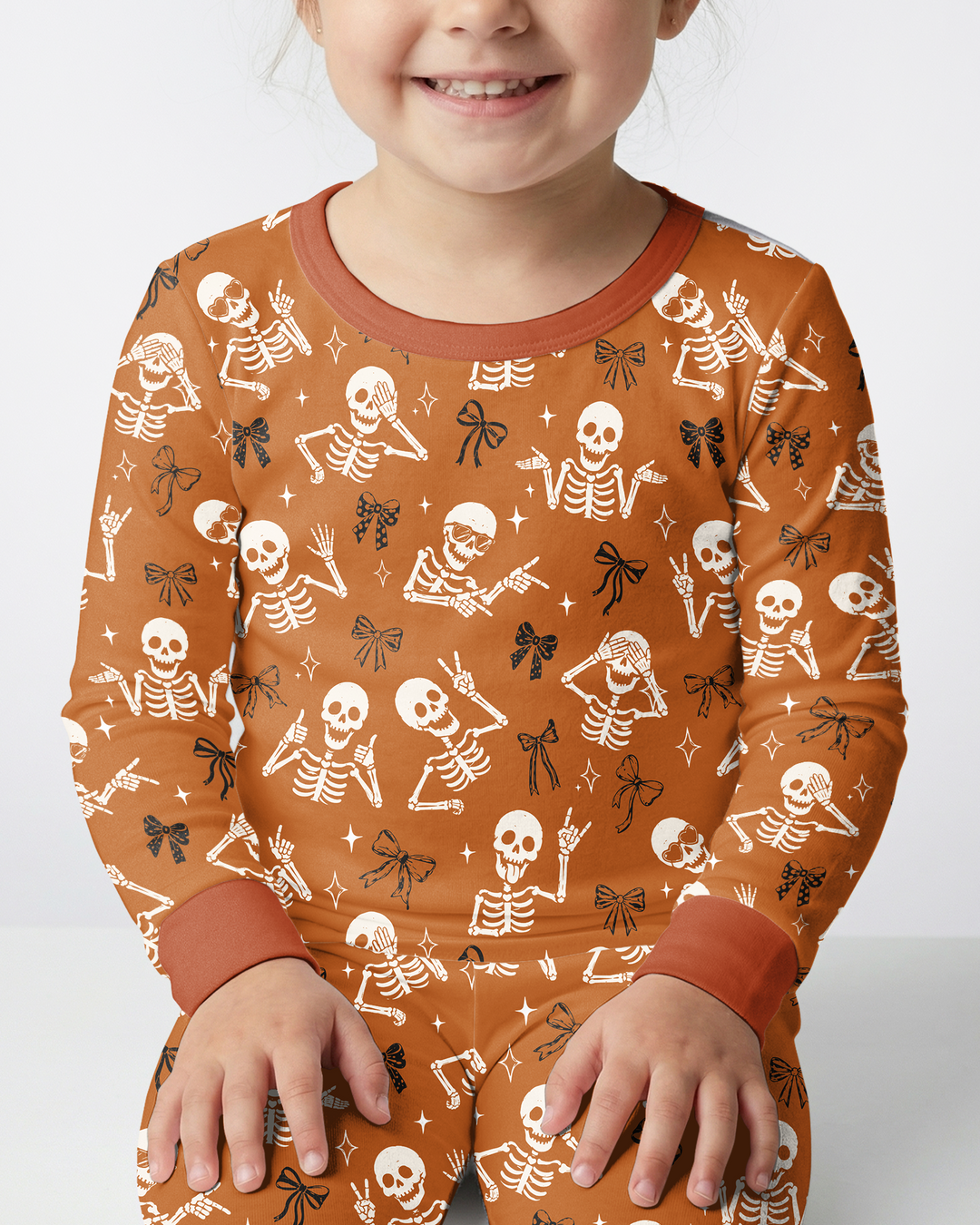 Funny Skeleton Bamboo Two Piece Long Sleeve Pajama Set