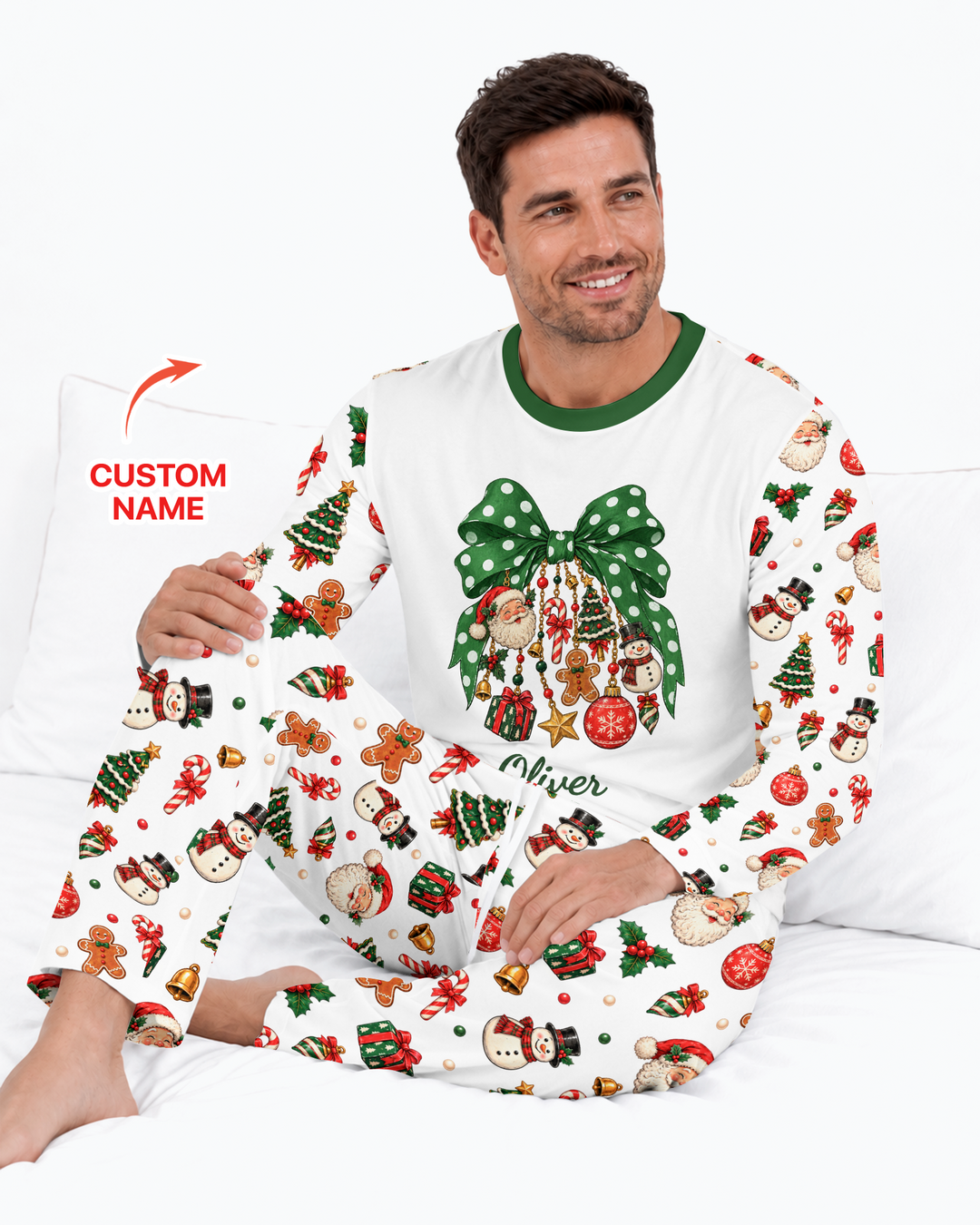 Custom Name Christmas The Bow Bamboo Men's Pajama Set