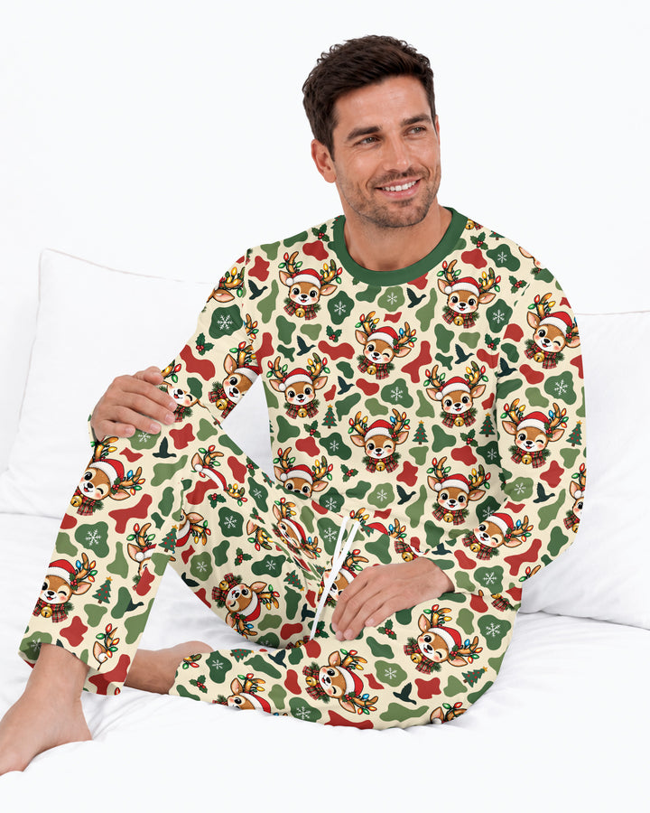 Christmas Deer Hunting Camo Bamboo Men's Pajama Set