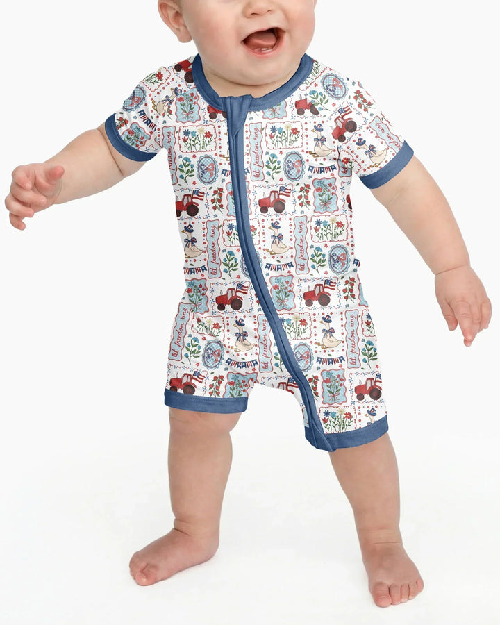 Patriotic USA Silly Goose Family Matching Bamboo Shorty Zippy