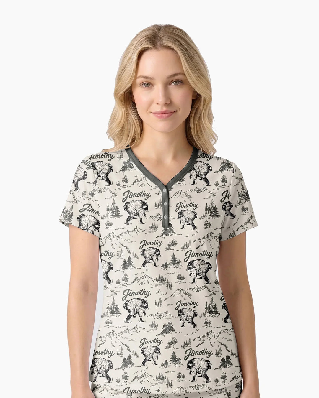 Vintage Jimothy Racoon Family Matching Bamboo Women Short Sleeve Short Pajama Set