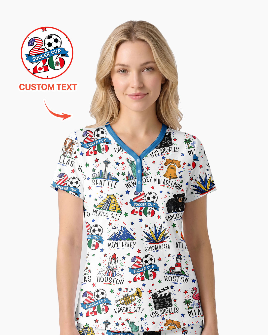 2026 Soccer Cup Host Citties Bamboo Women Short Sleeve Short Pajama Set