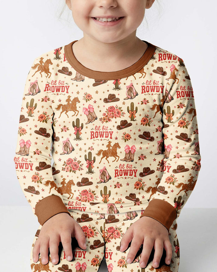 Coquette Cowgirl Lil Bit Rowdy Two Piece Long Sleeve Pajama Set