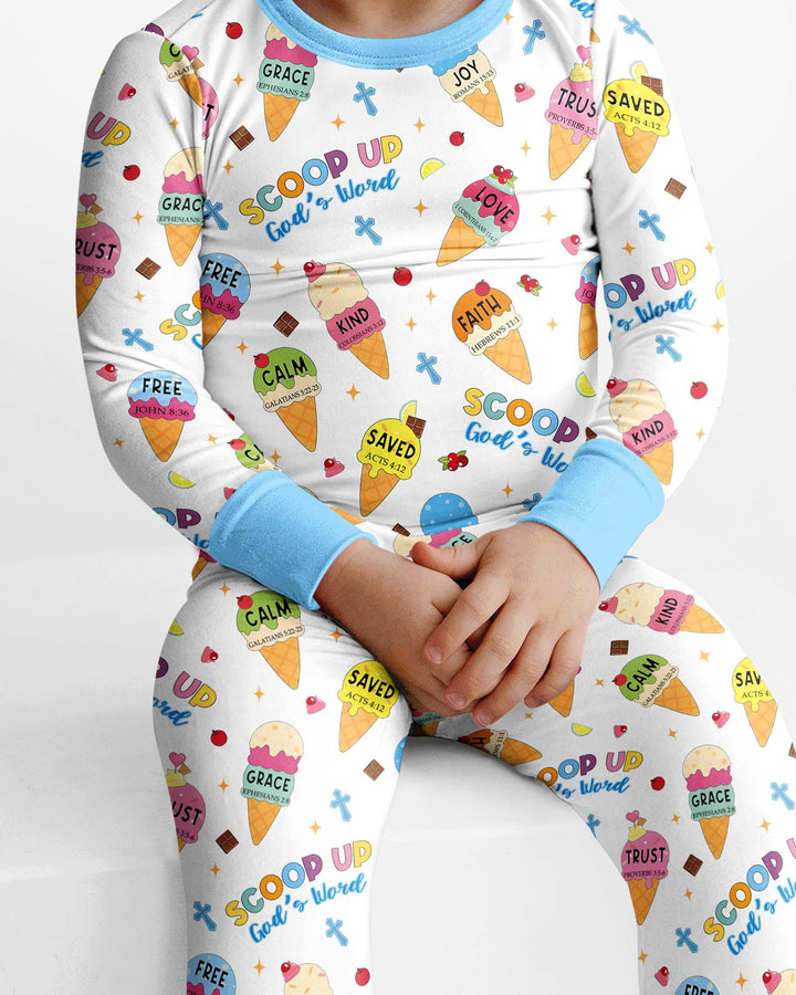 Ice Cream Summer Christian Bamboo Two Piece Long Sleeve Pajama Set