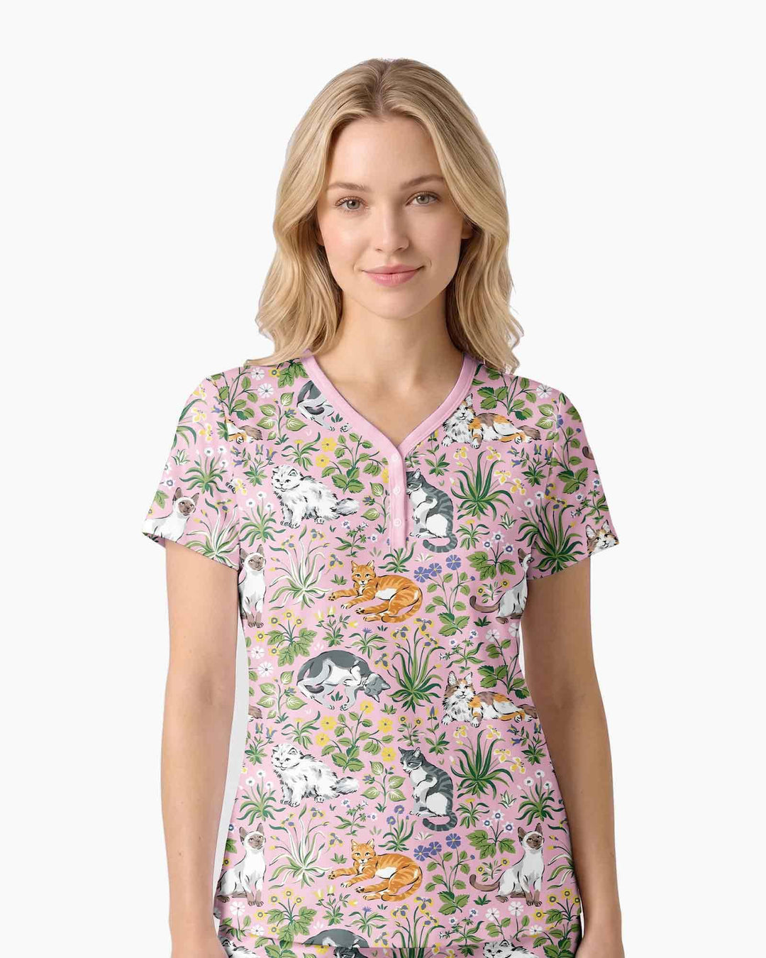 Kitten Garden Family Matching Bamboo Women Short Sleeve Short Pajama Set