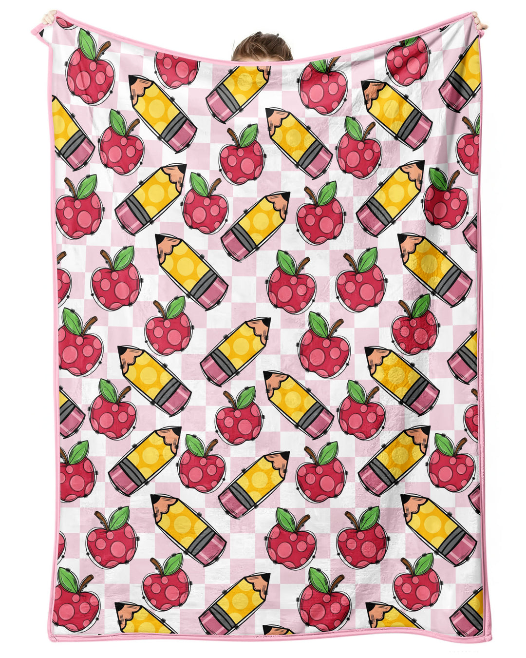 Checkered Apple Scribbles Bamboo Blanket