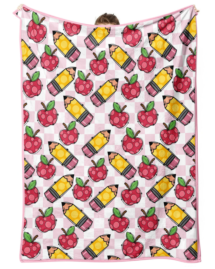 Checkered Apple Scribbles Bamboo Blanket