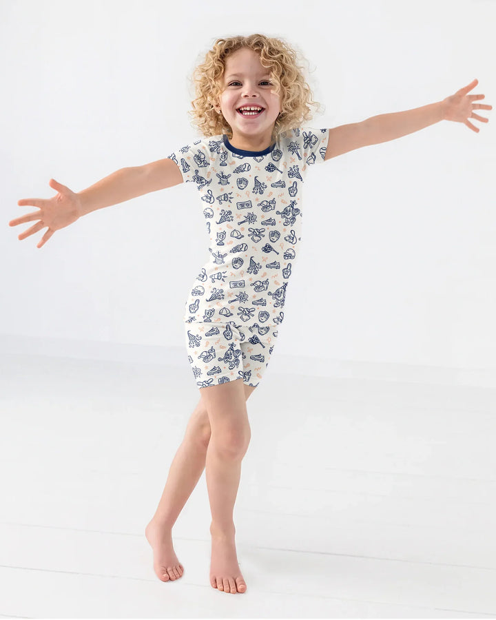 Ballpark Bash Bamboo Two Piece Short Sleeve Shorts Pajama Set