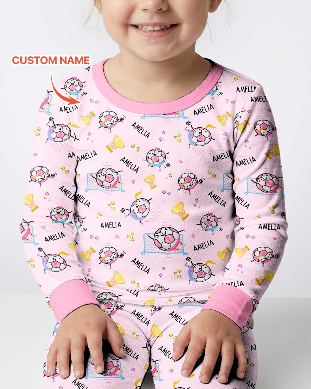 Custom Name Soccer Dad Team Matching Two Piece Long Sleeve Pajama Set