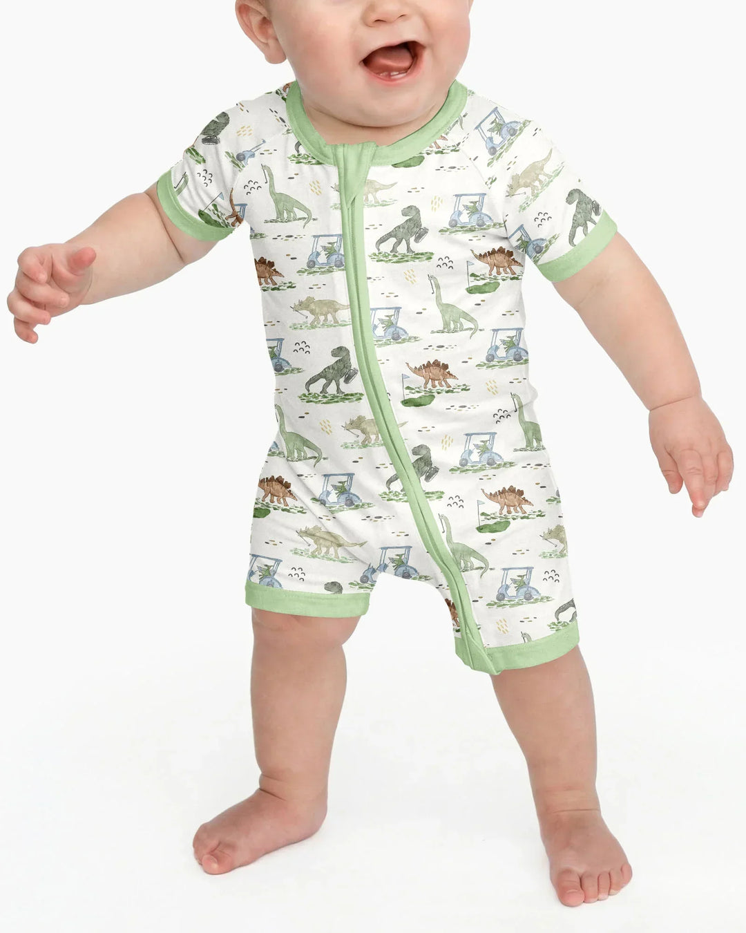 Dinos On The Green Daddy & Me Matching Bamboo Shorty Zippy