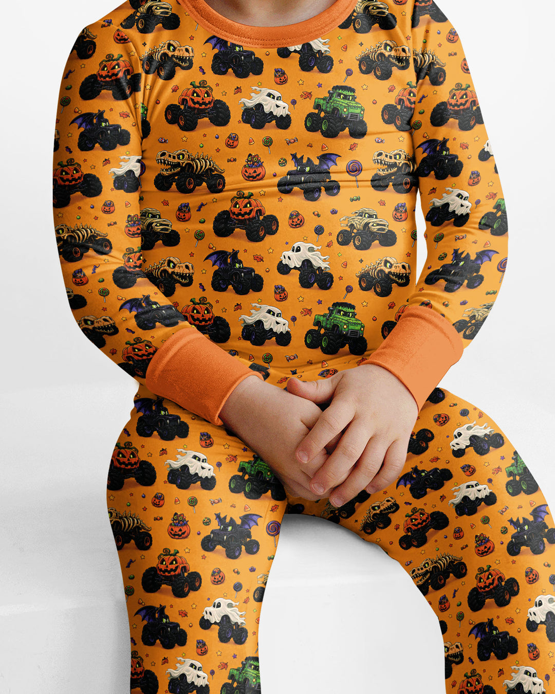 Spooky Monster Truck Bamboo Two Piece Long Sleeve Pajama Set