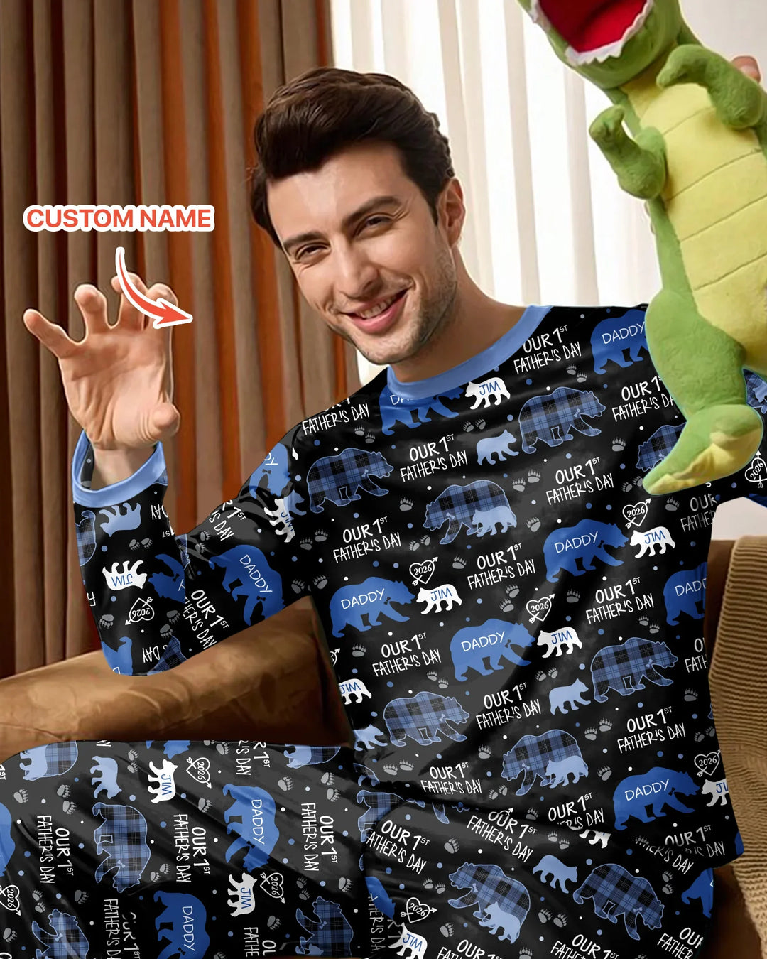 Our 1st Father's Day Daddy Bear & Me Matching Bamboo Men's Pajama Set