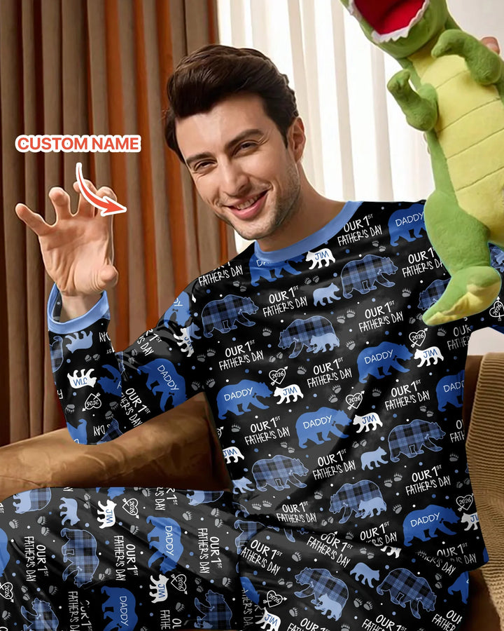 Our 1st Father's Day Daddy Bear & Me Matching Bamboo Men's Pajama Set