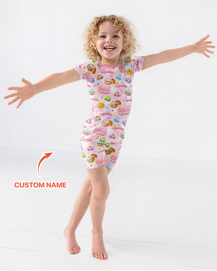 Birthday Girl Glitter Dumpling Bamboo Two Piece Short Sleeve Shorts Pajama Set