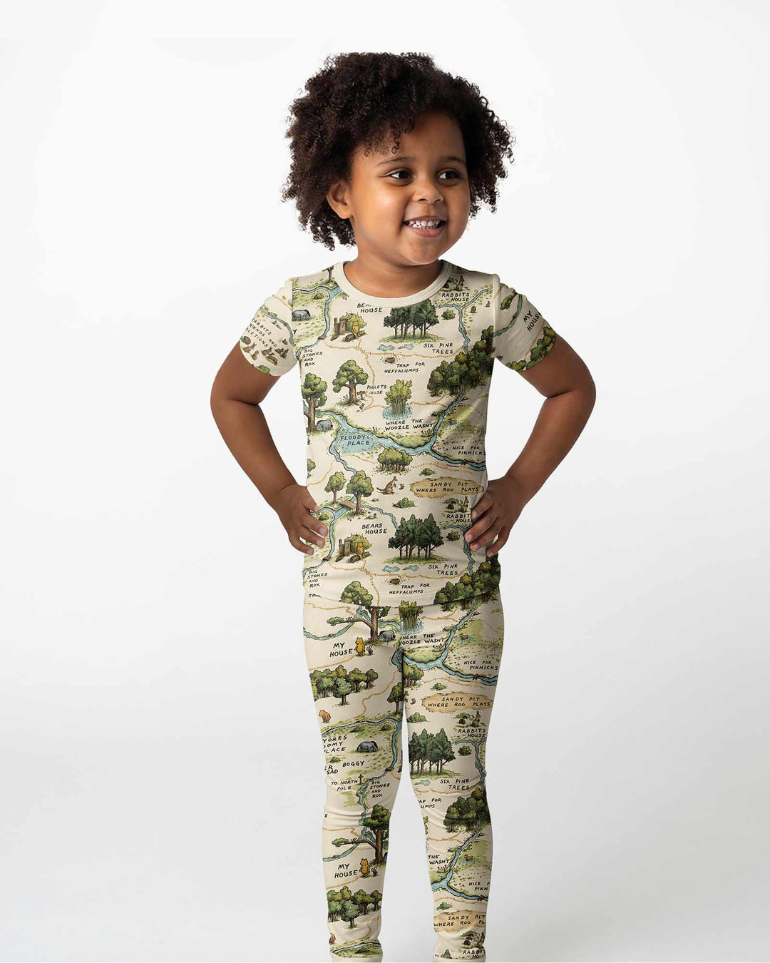 Classic Bear Maps Bamboo Two Piece Short Sleeve Pajama Set