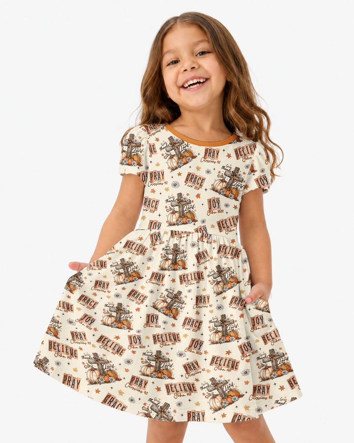 Floral Fall Give Thanks To The Lord Bamboo Twirl Dress